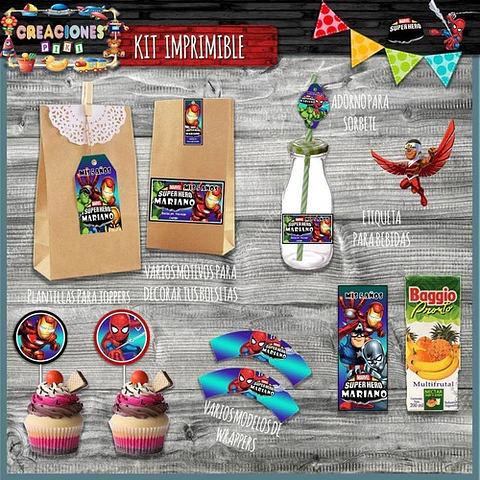 Kit Imprimible Candy Bar Marvel Squad Héroes El Mas Completo