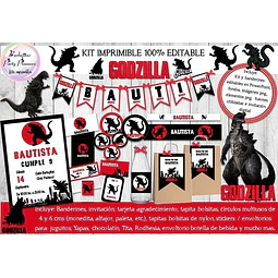 Kit Imprimible Candy Bar Godzilla 100% Editable