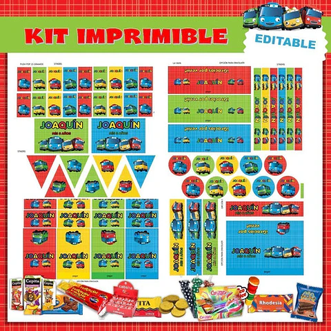 Kit Imprimible Tayo El Pequeño Autobús 100% Editable