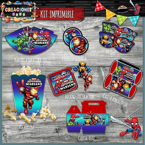 Kit Imprimible Candy Bar Marvel Squad Héroes El Mas Completo