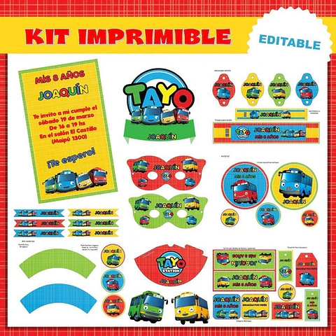 Kit Imprimible Tayo El Pequeño Autobús 100% Editable