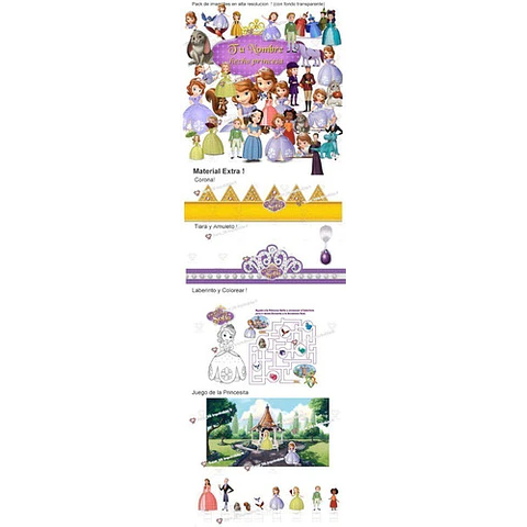 Kit Imprimible Princesita Sofia Editable