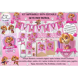 Kit Imprimible Skye Paw Patrol - 100% Editable