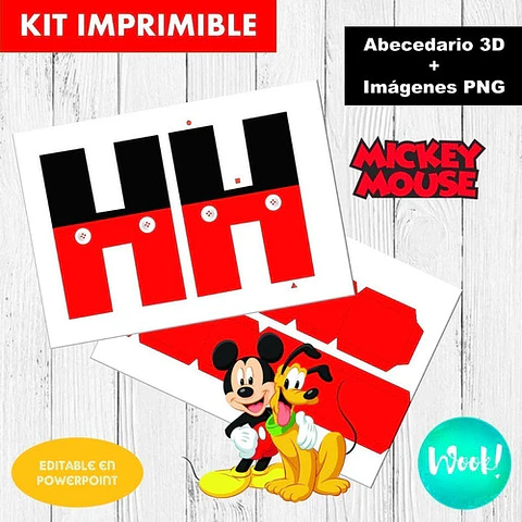 Kit Imprimible Letras 3d Editables Mickey Mouse