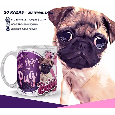 Plantillas Sublimación Tazas - Mascotas Perros