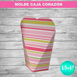 Kit Imprimible Molde Caja Corazón Editable + Papel Digital