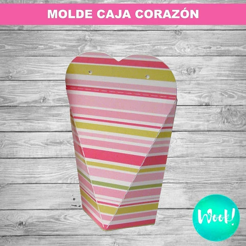 Kit Imprimible Molde Caja Corazón Editable + Papel Digital