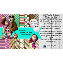Papeles Fondos Digitales Masha Y El Oso Kit Imprimible