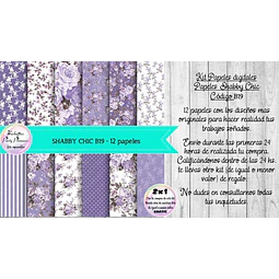Papeles Digitales Shabby Chic Lila Lavanda B19