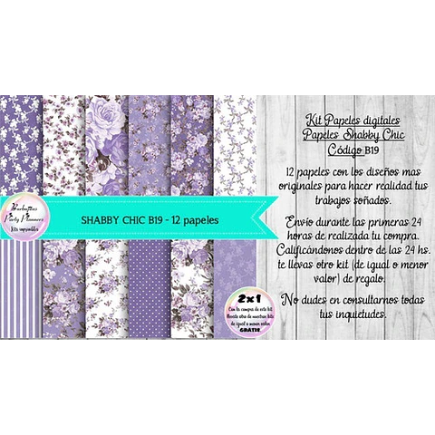 Papeles Digitales Shabby Chic Lila Lavanda B19