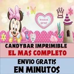 Kit Imprimible Candy Bar Minnie Bebe M2 El Mas Completo
