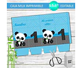 Caja Imprimible Milk Box Osito Panda Editable