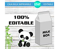 Caja Imprimible Milk Box Osito Panda Editable