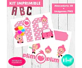 Kit Imprimible Abecedario 3d Editables Plim Plim Rosa