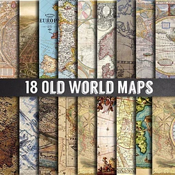 Kit Imprimible 18 Fondos De Mapas Antiguos