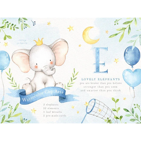 Cliparts Imagenes Png Elefante Celeste Acuarelas Es12