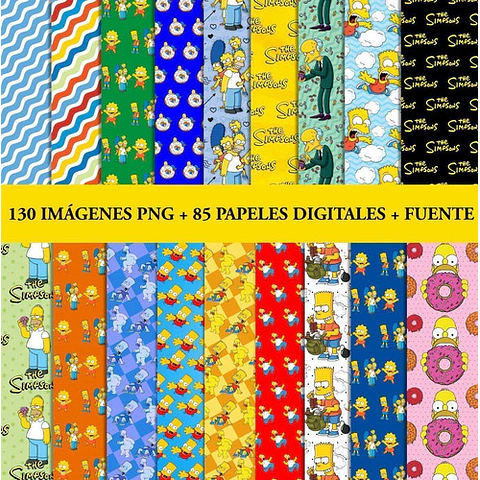 Kit Digital Los Simpson Clipart Png + Papeles Digitales