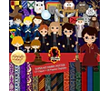 Kit Digital Cliparts + Papeles Digitales Harry Potter