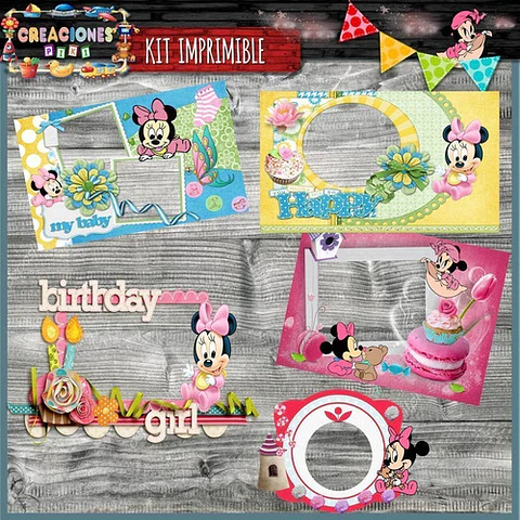 Kit Imprimible Candy Bar Minnie Bebe M2 El Mas Completo