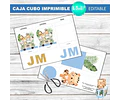 Kit Imprimible Caja Cubo Safari Celeste Editable