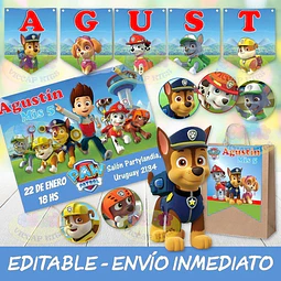 Kit Imprimible Paw Patrol Invitaciones Candy 100% Editable