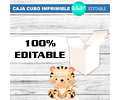Kit Imprimible Caja Cubo Safari Celeste Editable