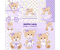 Kit Osita Bebé Lila Clipart Png Y Papeles Digitales Fondos