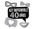 Imprimible Photo Props Cartelito 40 Años Cumpleaños Glitter
