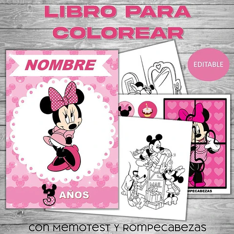 Libro Para Pintar Editable Imprimible De Minnie