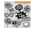 Imprimible Photo Props Cartelito 40 Años Cumpleaños Glitter