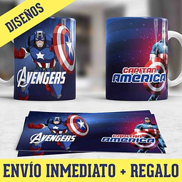 Kit Diseños Plantillas Tazas Capitán América Sublimación 