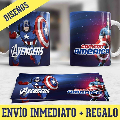 Kit Diseños Plantillas Tazas Capitán América Sublimación 