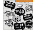 Imprimible Photo Props Cartelito 40 Años Cumpleaños Glitter