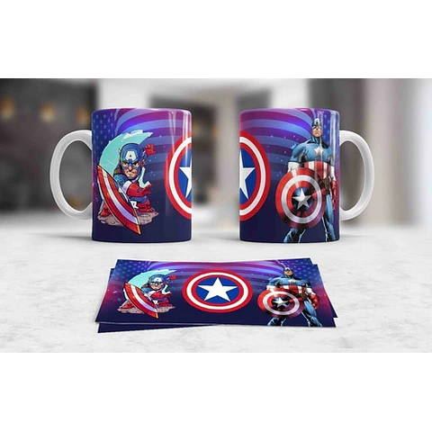 Kit Diseños Plantillas Tazas Capitán América Sublimación 