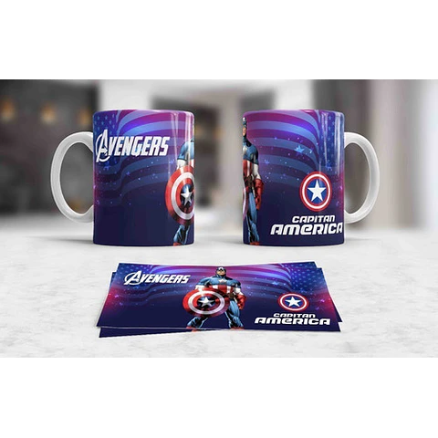 Kit Diseños Plantillas Tazas Capitán América Sublimación 