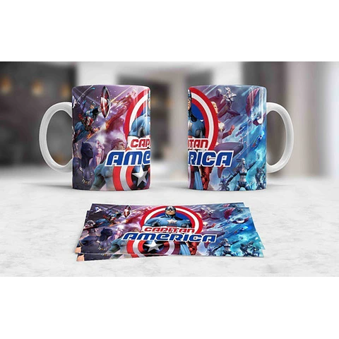 Kit Diseños Plantillas Tazas Capitán América Sublimación 
