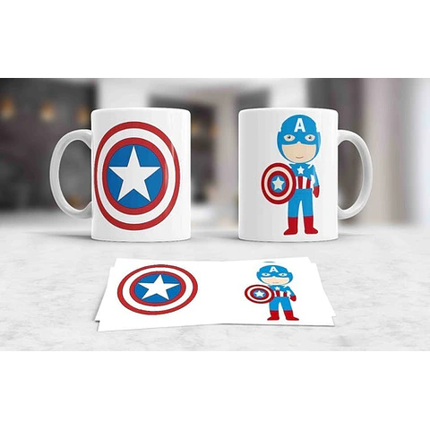 Kit Diseños Plantillas Tazas Capitán América Sublimación 