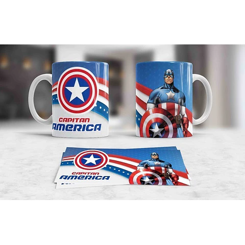 Kit Diseños Plantillas Tazas Capitán América Sublimación 