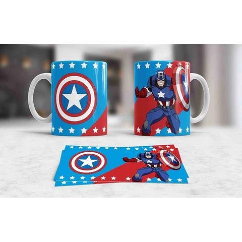 Kit Diseños Plantillas Tazas Capitán América Sublimación 
