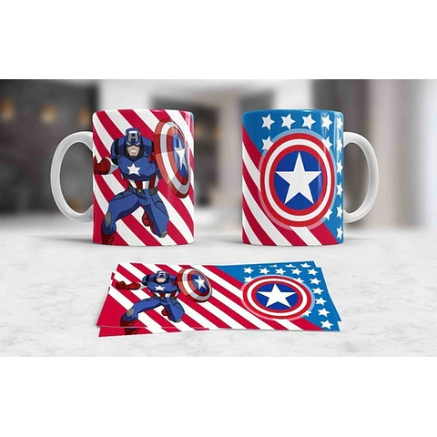 Kit Diseños Plantillas Tazas Capitán América Sublimación 