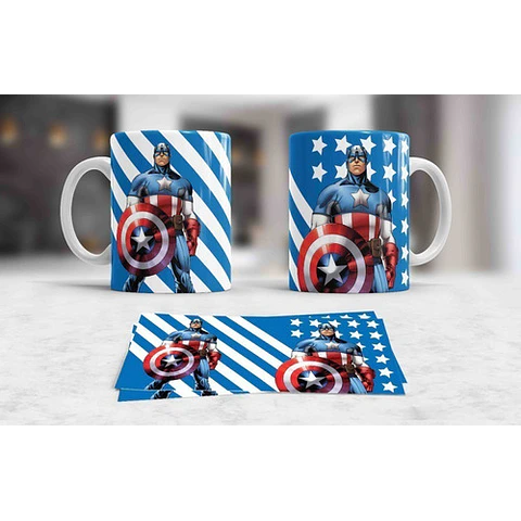 Kit Diseños Plantillas Tazas Capitán América Sublimación 