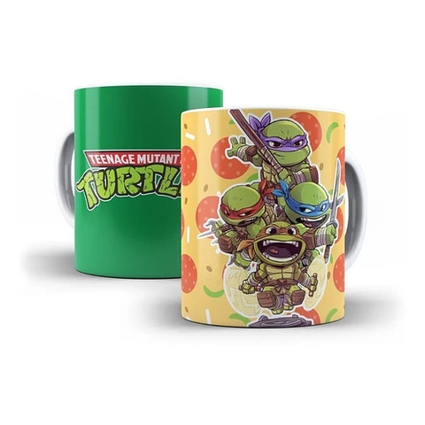 Kit Diseños Plantillas Tazas Tortugas Ninjas Sublimación 
