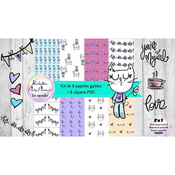Papeles Fondos Y Cliparts Gato Gatito 1 Kit Imprimible