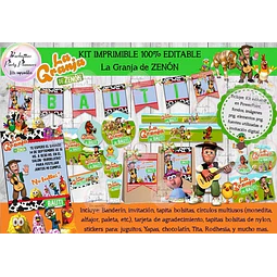 Kit Imprimible Candy Bar La Granja De Zenon 100% Editable
