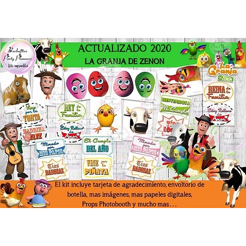 Kit Imprimible Candy Bar La Granja De Zenon 100% Editable