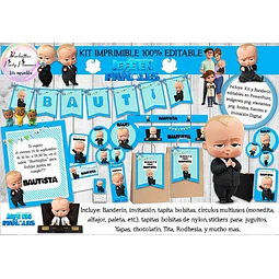 Kit Imprimible Candy Bar Un Jefe En Pañales 100% Editable
