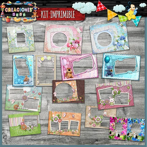 Kit Imprimible Marcos Fotos Baby Shower Editable Completo 