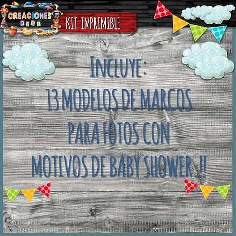 Kit Imprimible Marcos Fotos Baby Shower Editable Completo 