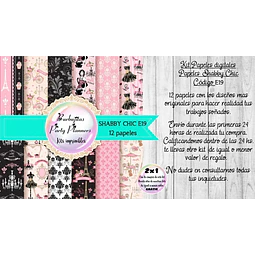 Papeles Digitales Fondos Shabby Paris Rosa Negro E19