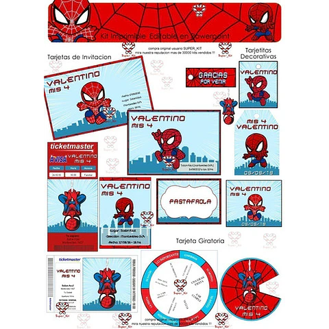 Kit Imprimible Hombre Araña Mini Spiderman Editable